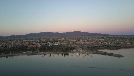 aerial view lake havasu city sunset 4k