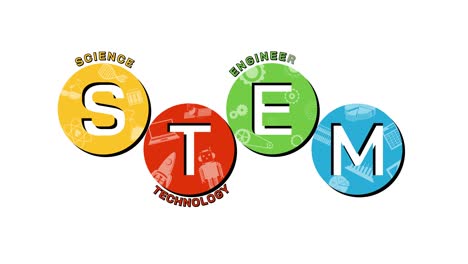 colorful stem letters rotating and aligning