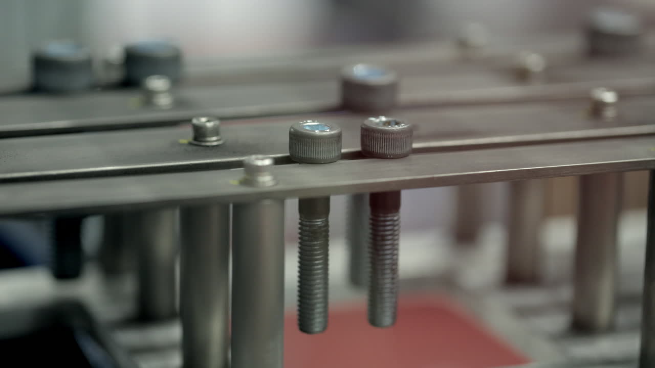 Close-up of metal bolts and fasteners