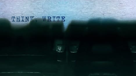 think write create word closeup being typing and centered on a sheet of paper on old vintage