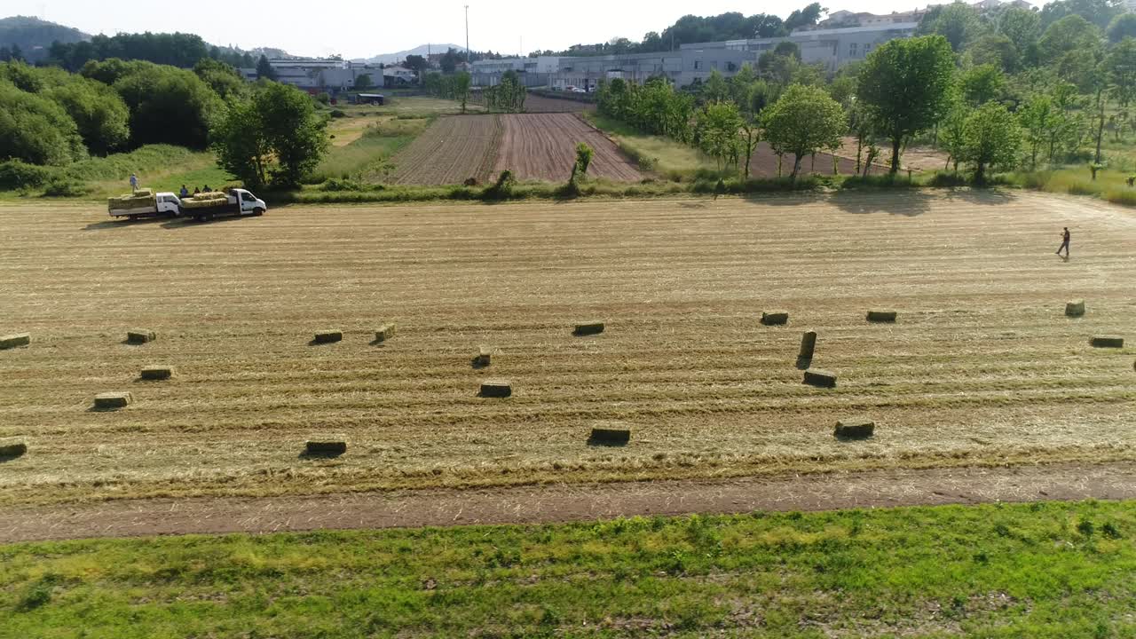 ⁇ 에 있는  ⁇ 더미 와 자연적 인 초록색 배경 에서 일 하는 트랙터