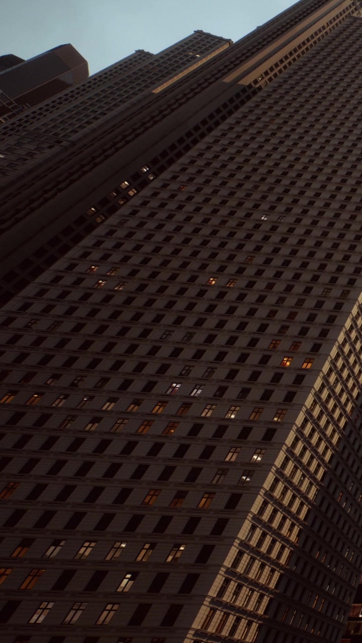 Edifici e finestre di notte con luci a New York City