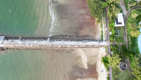 Hong-Kong-Wu-Kai-Sha-pebbles-beach-pier,-Aerial-view