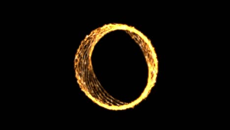 anillo de fuego con fondo negro, patrones dinámicos abstractos de anillo con bonitas chispas,4k de alta calidad, renderizado en 3d.