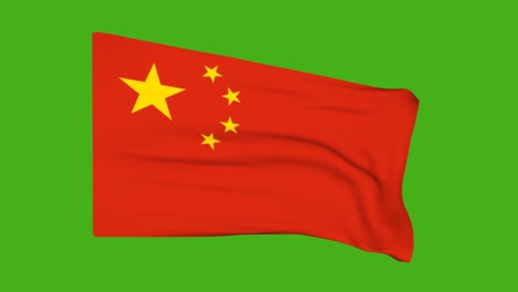 la bandera de china en una pantalla verde. animación en 3d.