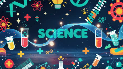 colorful abstract science illustration with laboratory elements