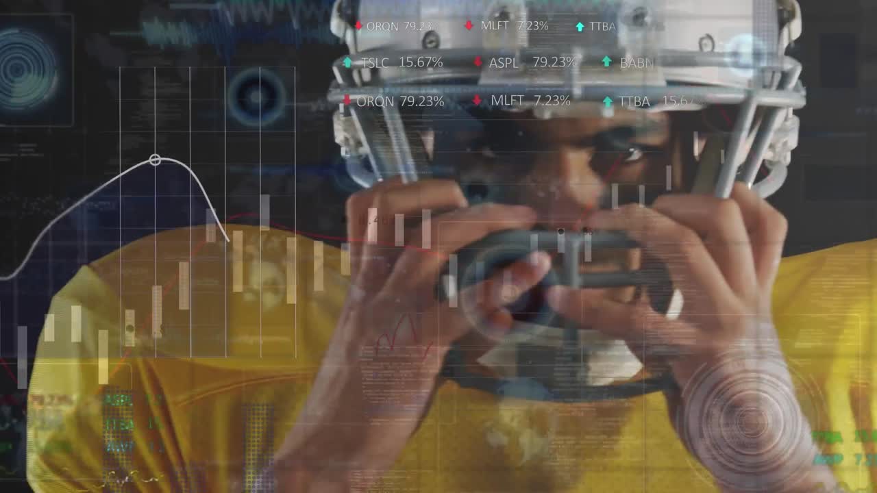 animación del procesamiento de datos sobre un jugador de rugby caucásico