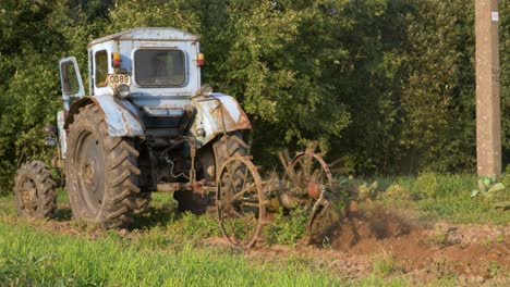 slow motion side camera view of old soviet transport