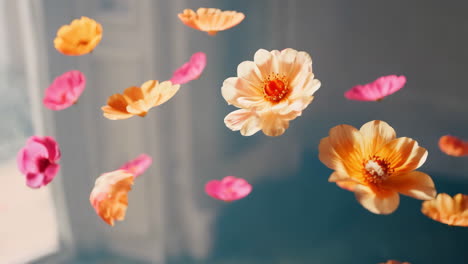 floating flowers in pastel colors
