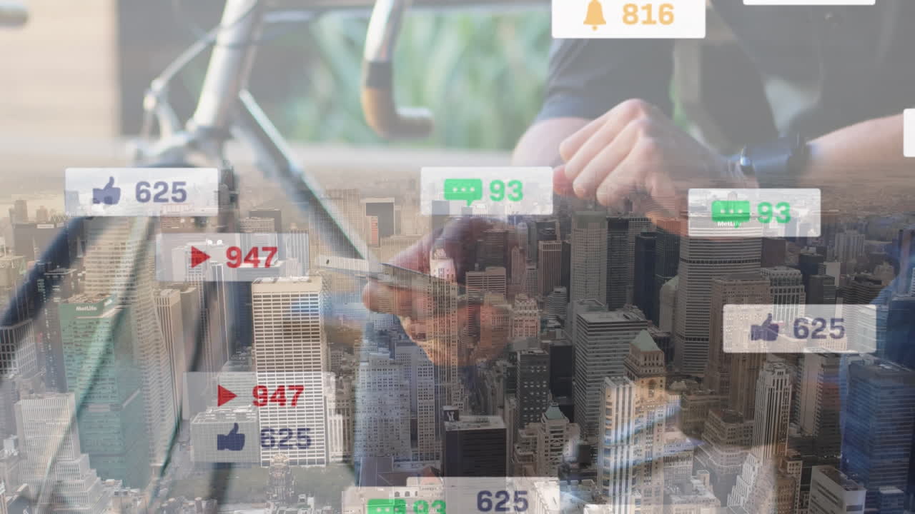 스마트 폰을 사용하는 사람보다 더 많은 수의 디지털 아이콘이 도시 풍경의 공중 전망에 대해 사용됩니다.