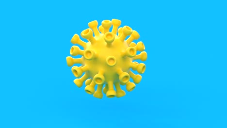 covid-19 chinese illustration with coronavirus for medical design. pandemic disease. epidemic virus. yellow coronavirus on a blue background. able to loop seamless 4k