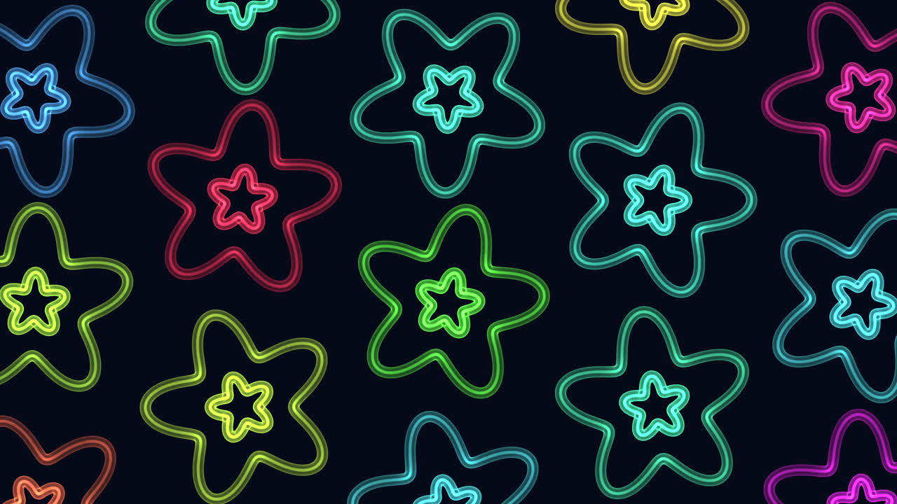 patrón de estrellas simétricas coloridas sobre un fondo negro