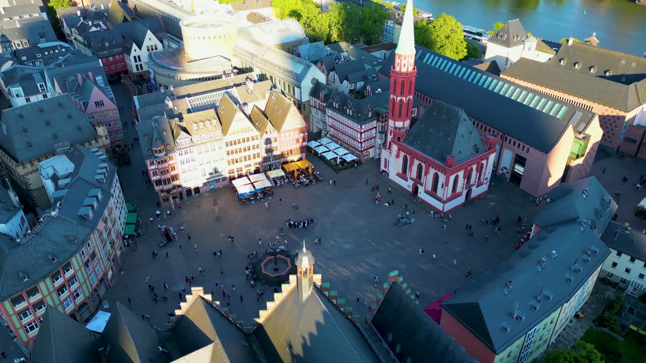 Aerial View of Römerberg in Frankfurt, Germany