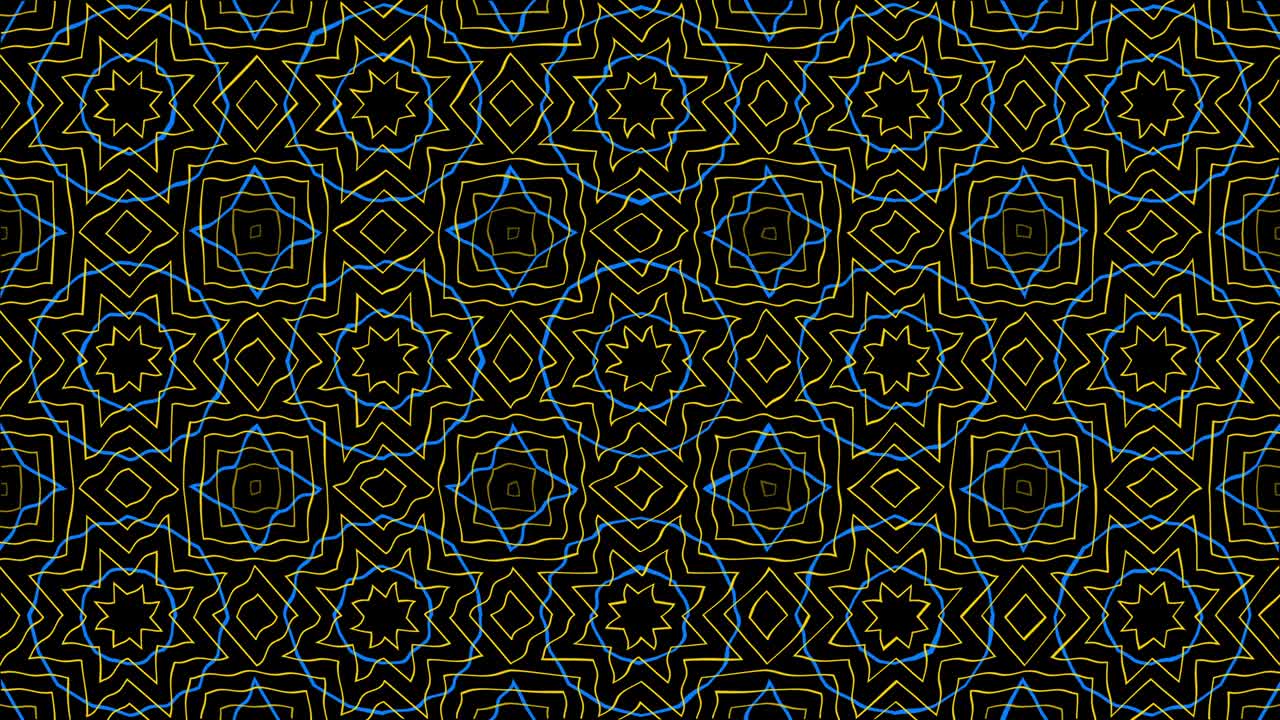 Decorative pattern mosaic animation with blue and yellow lines. Minimal motion graphic background concept