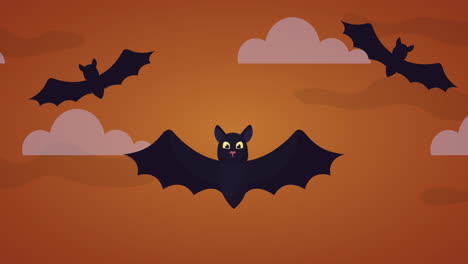 feliz celebración de halloween con animados murciélagos voladores