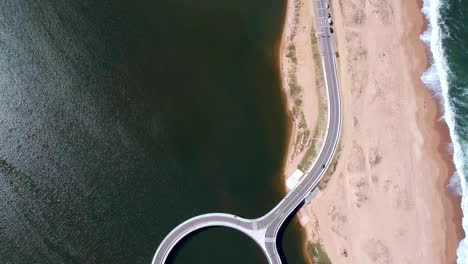 drone surveying a bridge of the in garzon, maldonado, uruguay