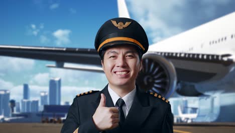 pilot giving thumbs up at the airport