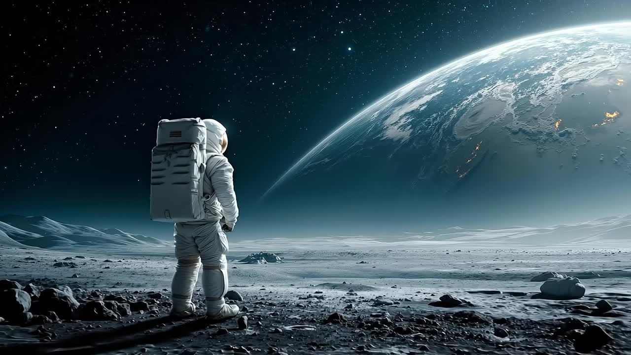 un astronauta caminando por la luna