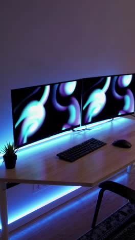 modern gaming setup with dual monitors and rgb lighting