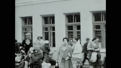 soviet children are preparing for a tourist trip. circa ussr 1970: soviet children are preparing for a tourist trip