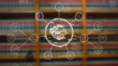 animación del procesamiento de datos con globo sobre archivos