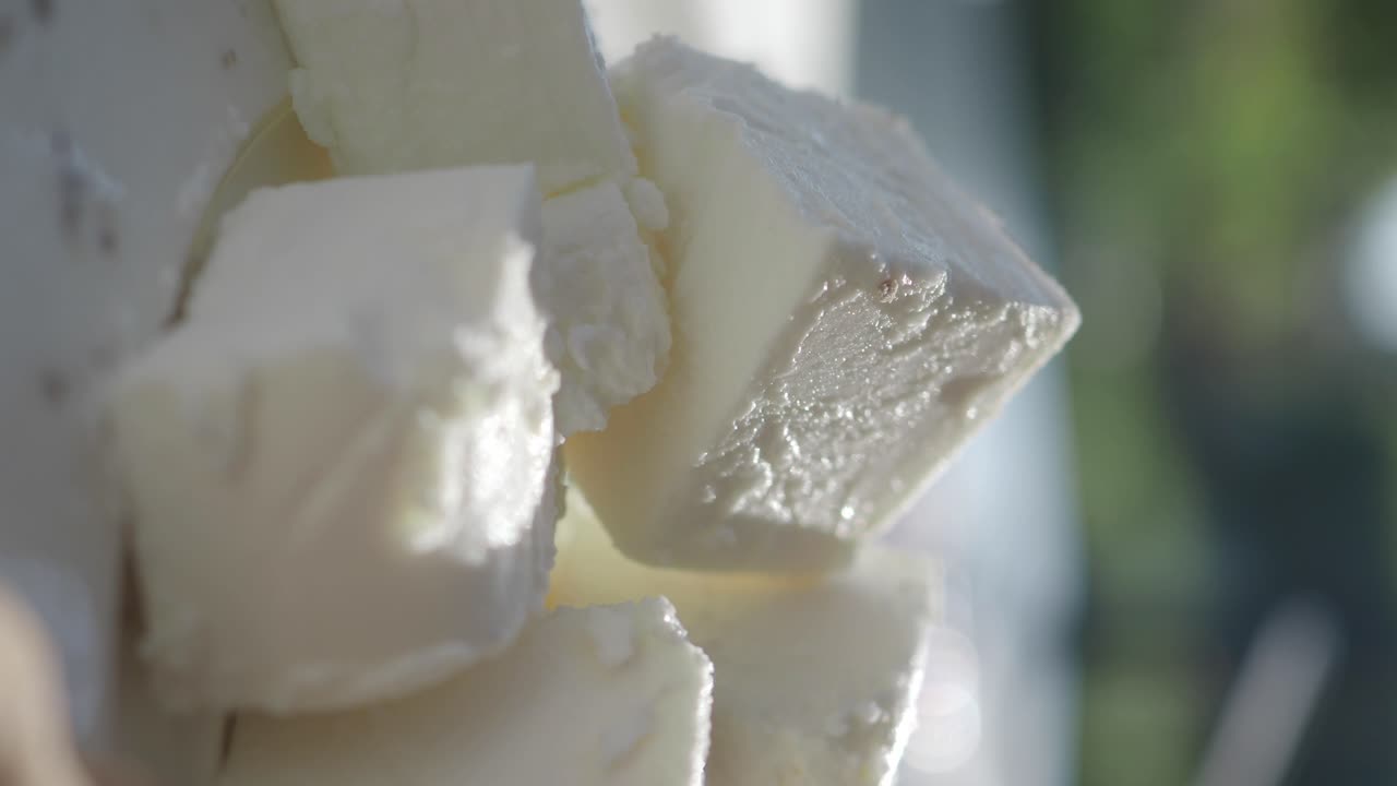 Close-up of Feta Cheese Cubes