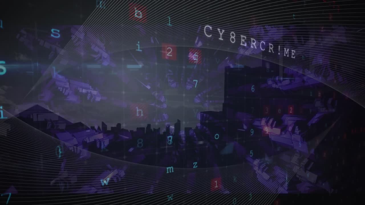 Animation of data processing over cityscape