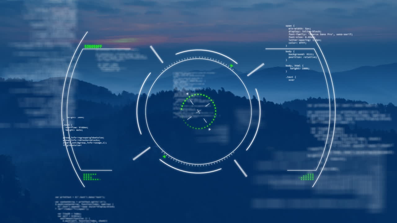 Animation of data processing over landscape