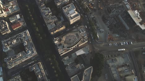 aerial drone view above scientology church building in tel aviv israel. scientology is a belief system and practices as human is an immortal and resident in a physical body and life after death