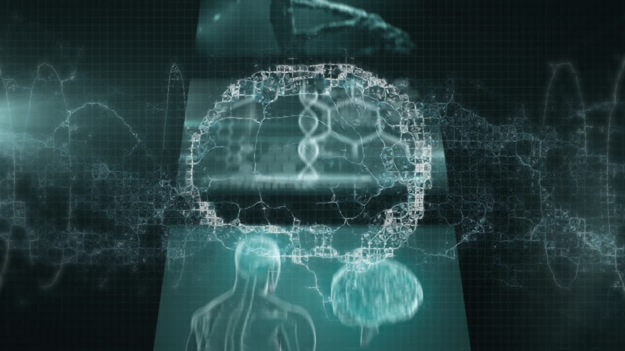 Animation of brain spinning over data processing