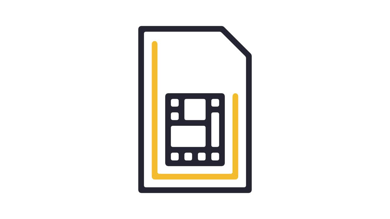 SIM Card & Connectivity Line Icon Animation with Alpha