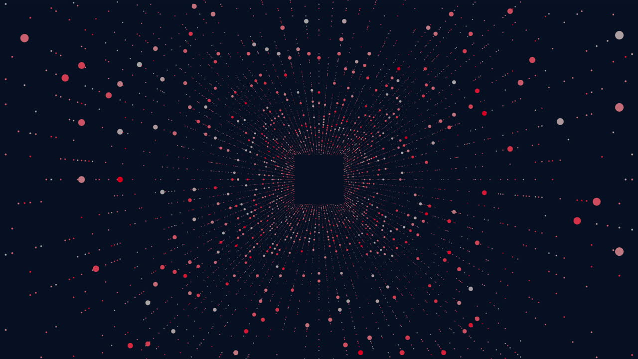 arte abstracto puntos rojos esparcidos sobre un fondo negro en un patrón circular