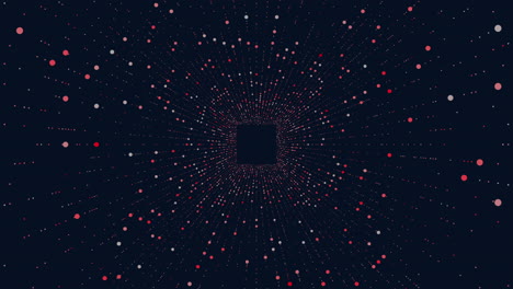 abstract art red dots scattered on black background in circular pattern