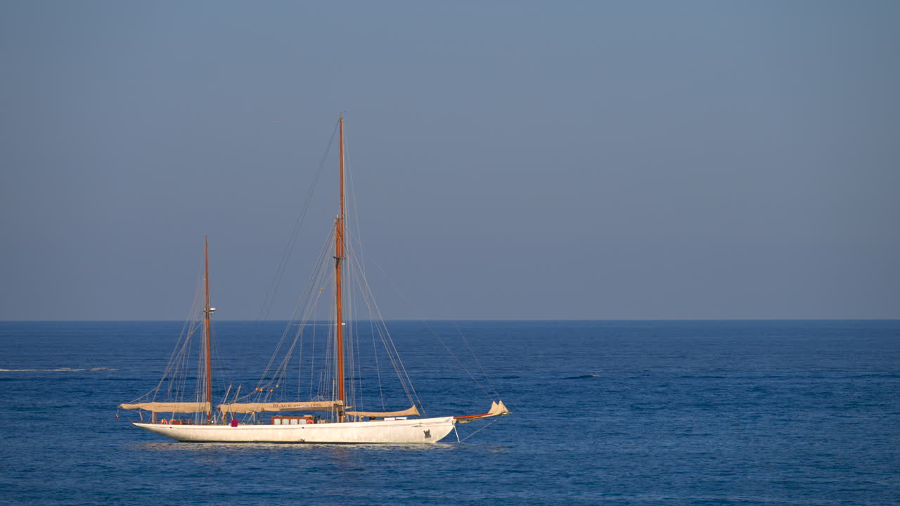 White boats moving on the sea on a sunny day