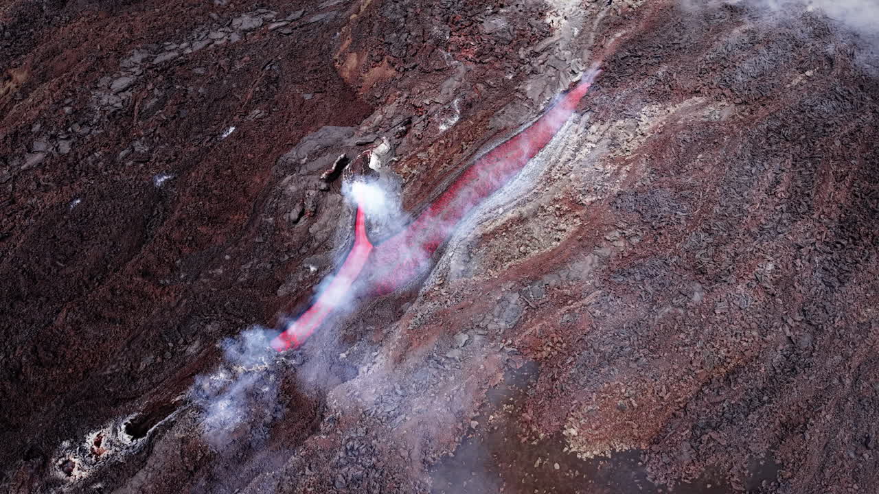 Lava flows on Mount Etna, Sicily, showing volcanic force and beauty