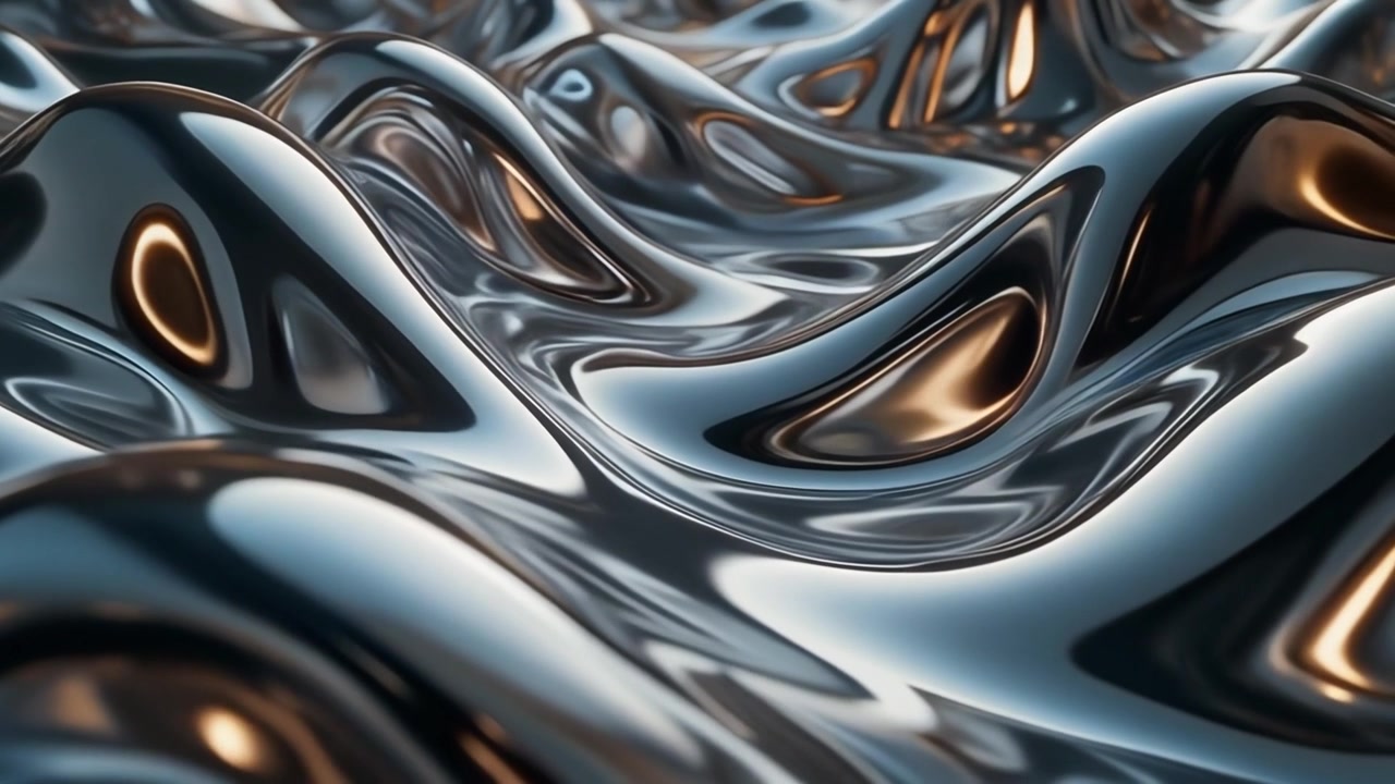 Abstract Liquid Metal Surface with Smooth Rippling Waves