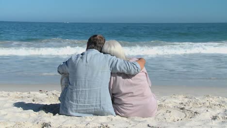 elderly man and woman looking at the ocean