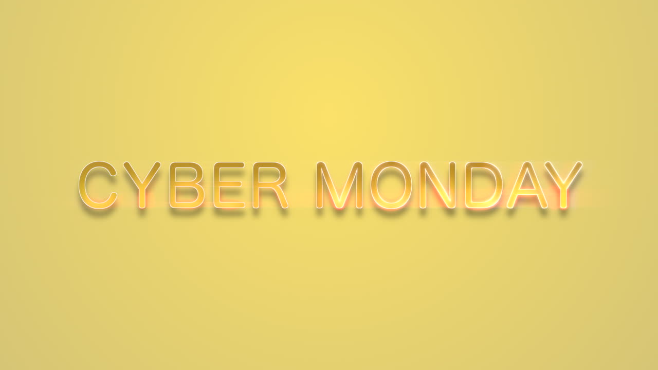 texto de lunes cibernético con confeti dorado volador en gradiente amarillo