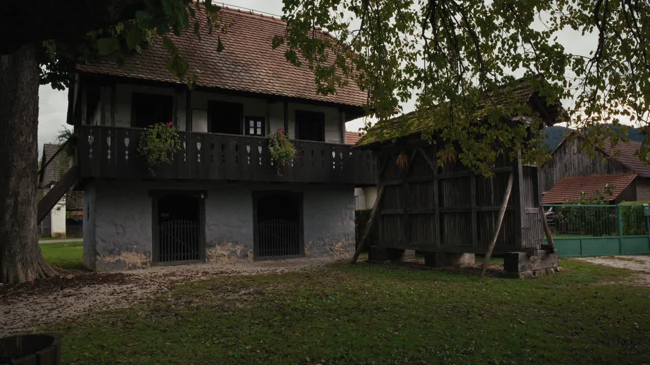 Traditional Croatian house with a barn in Kumrovec village, Krapina-Zagorje, Croatia