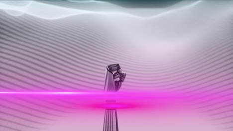 animación de una luz rosada brillante sobre el brazo del robot