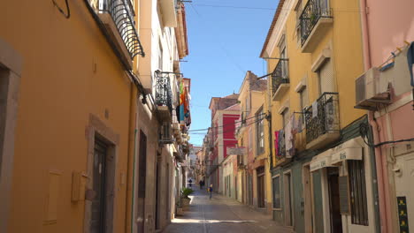 colorful narrow street in a european town