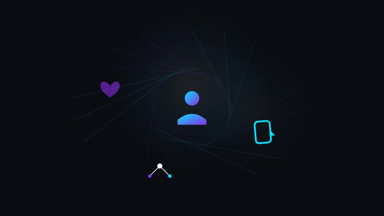 Abstract Digital User Profile Icon with Floating Social Media Elements