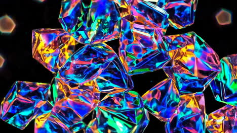 vibrant iridescent crystals on black background