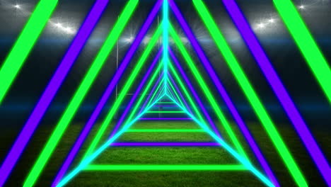 animación de formas en movimiento sobre el estadio