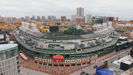 chicago cubs wrigley field vista aérea durante el otoño