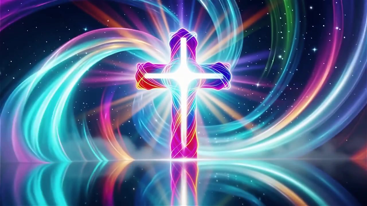 Christian Cross Heavenly Light Worship Background