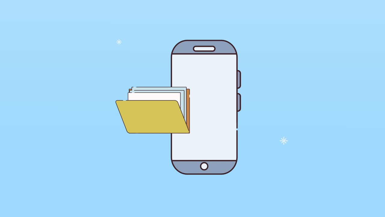 smartphone device with folder animation