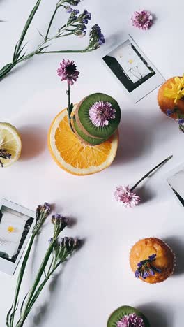 vibrant fruit and flower arrangement