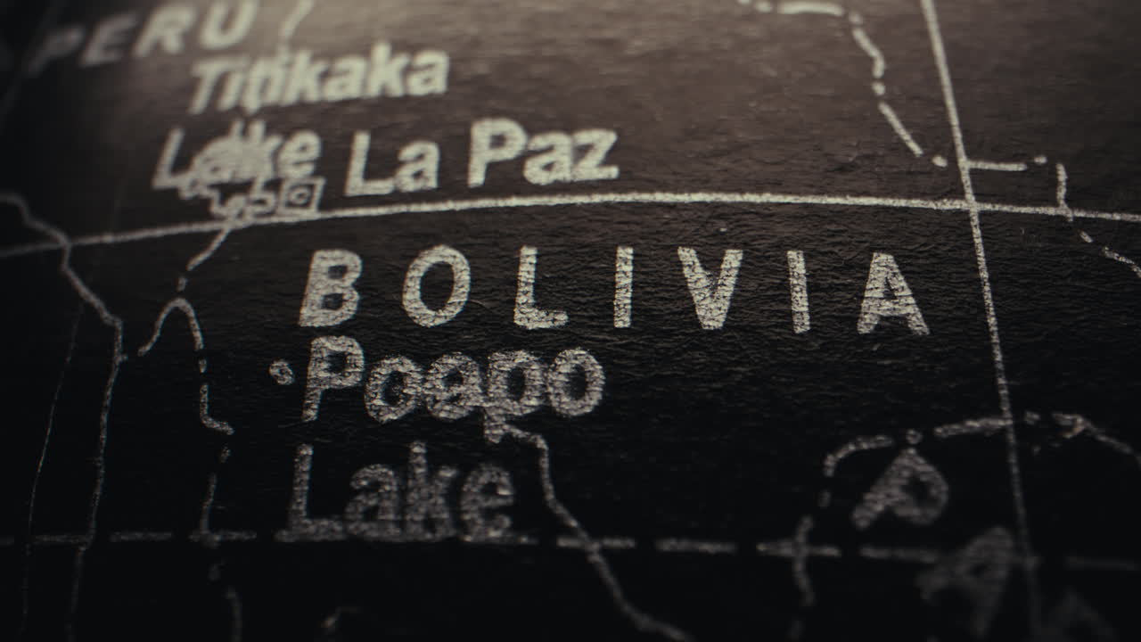 Close-up of a world globe showing Bolivia