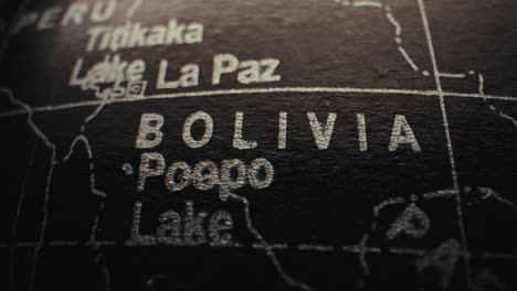 close-up of a world globe showing bolivia